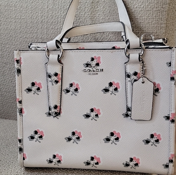 Coach Handbags - Coach Cream and Pink Floral Satchel